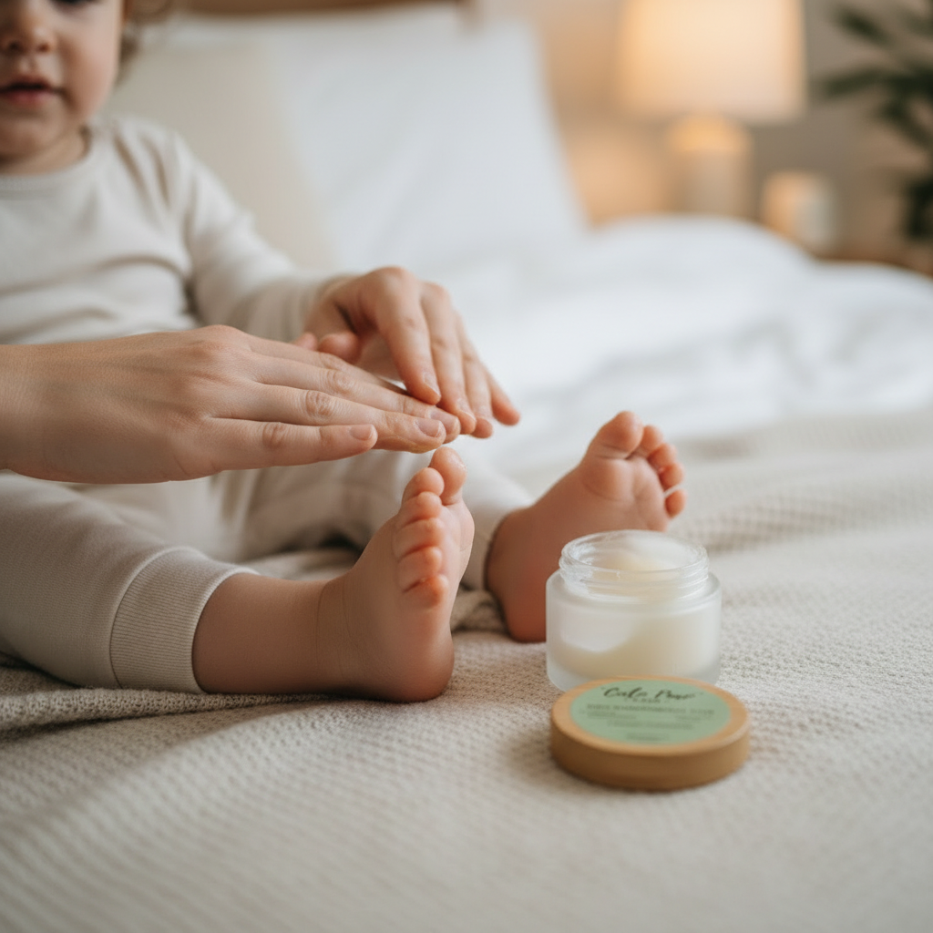 Baby feet with balm