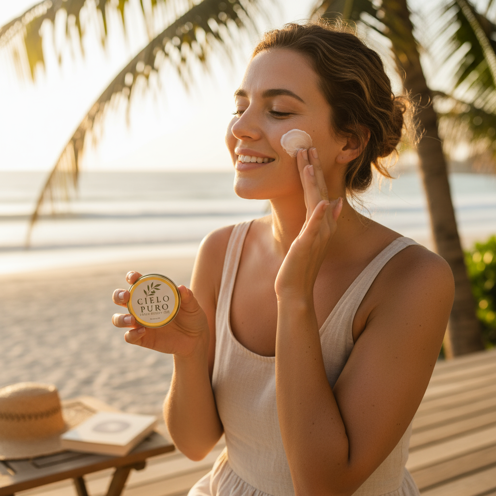 Cielo Puro Tallow Sunscreen - Woman Applying