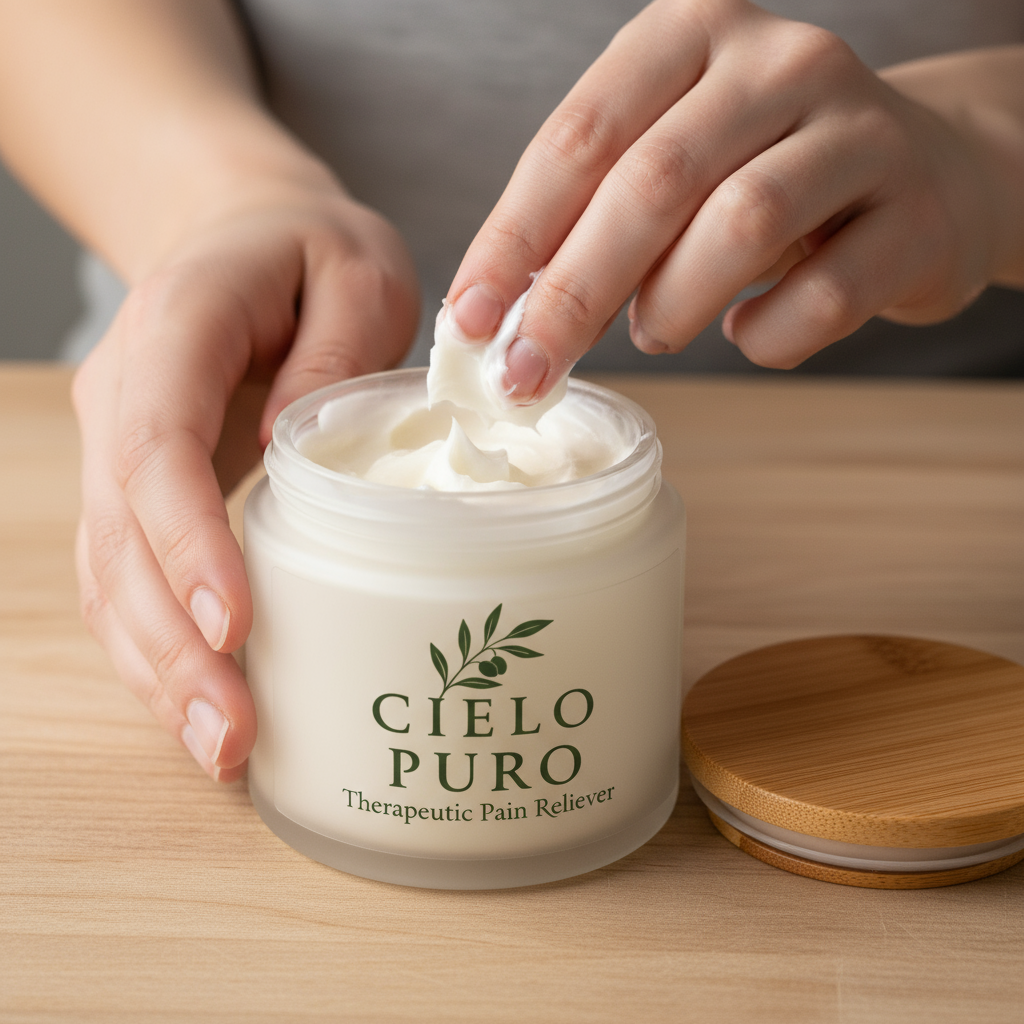 Hands scooping balm from jar